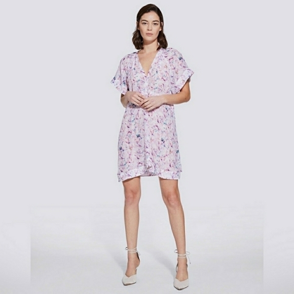 NWT IRO Bago Printed V Neck Mini Dress Size 38 / M - Picture 1 of 11